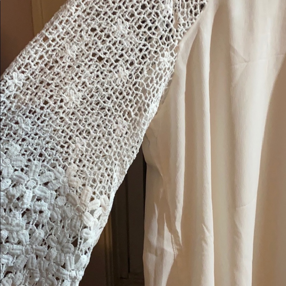 NWOT White 3/4 Lace Sleeve Tunic Dress - Picture 4 of 5